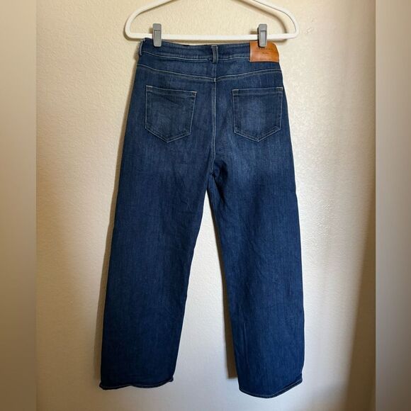 WEEKEND MAX MARA Wide Leg Barrel Jeans Split Hem Sz 29 in Dark Wash High Rise - Picture 2 of 9